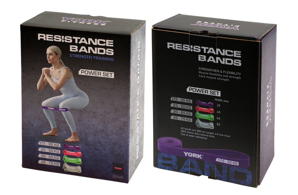 80509 York Resistance Bands Power Set - 4 Bands 5-17.5Kg (copy)