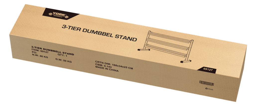 69127 YORK Three Tier Dumbbell Stand (L) 65" x (W) 23" x (H) 39"
