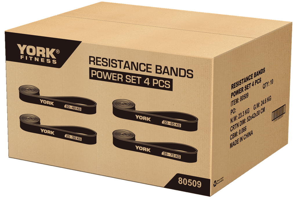 80509 York Resistance Bands Power Set - 4 Bands 5-17.5Kg (copy)