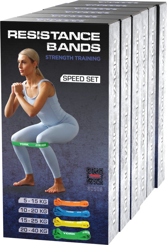 80508 York Resistance Bands Speed Set - 4 Bands (5-45Kg)