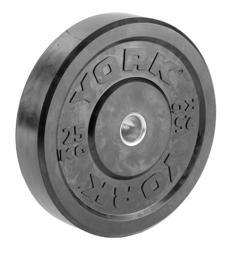 28086 York Black Rubber Bumper Plate 1 x 25kg